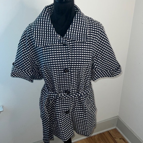 Trina Turk buttoned down dotted short sleeves belted blazer jacket Sz 10 - Picture 1 of 9
